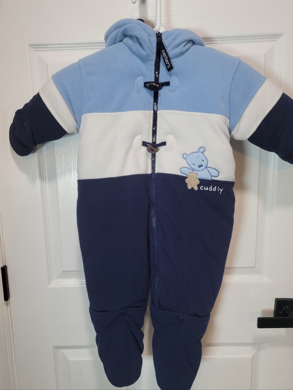 Carters Baby Cuddly Colorblock Fleece One-Piece Snowsuit - Blue/Navy